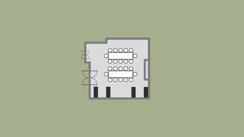 Log Cabin Room Floor Plan - set with 2 long tables